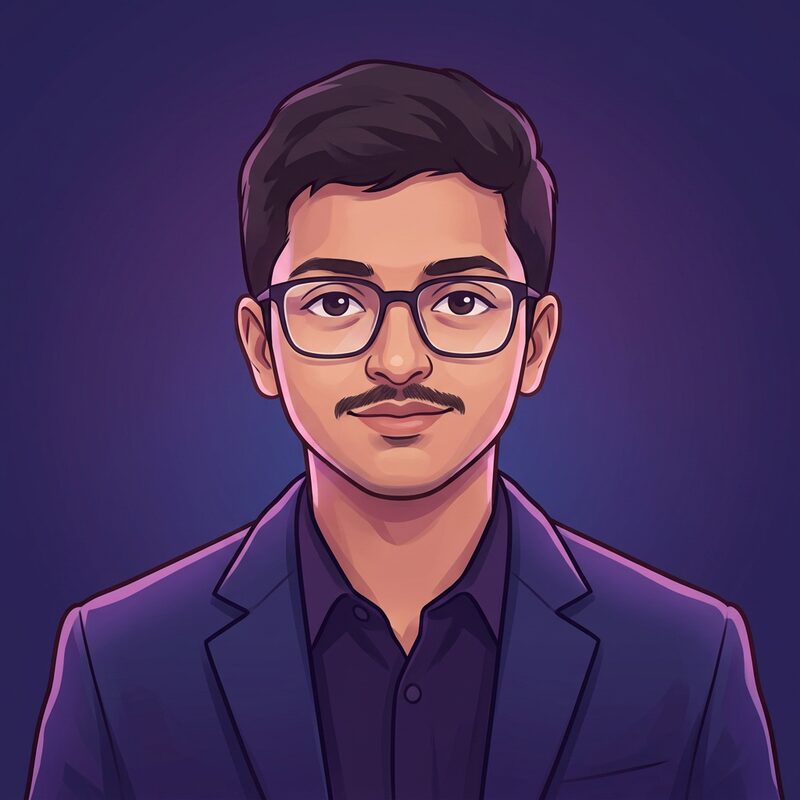 Illustrated portrait of Lithish Gupta, Co-founder of Lumora