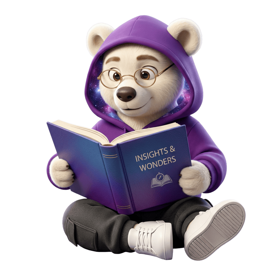Lumi the Lumora mascot reading